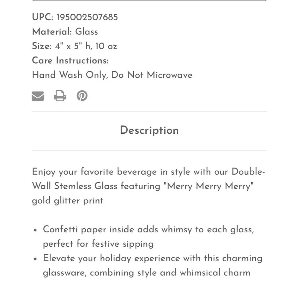 Slant Collections Stemless Wine Glass 10oz Merry Merry Merry Gold